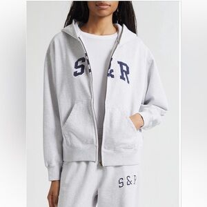 Sporty & Rich Ivy Logo Cotton Zip Up Hoodie